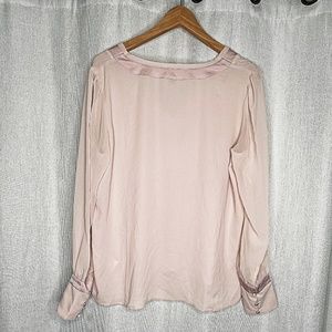 Express Sheer cream-pink Blouse, Large,